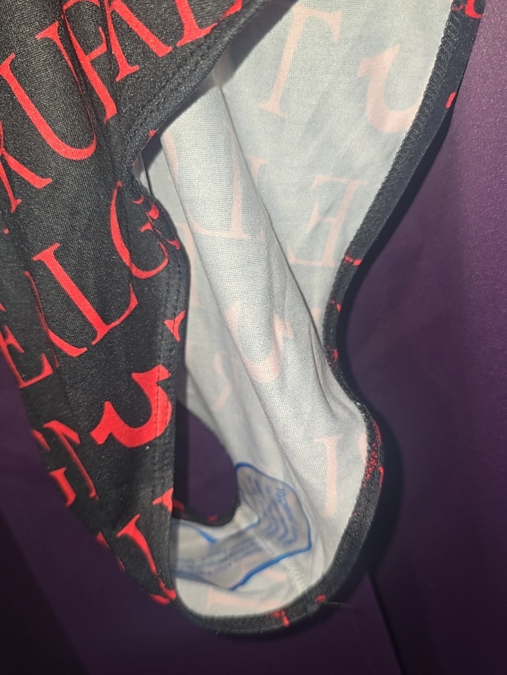 True Religion Black One-Piece Bodysuit with Red Logo Print - Picture 4 of 5